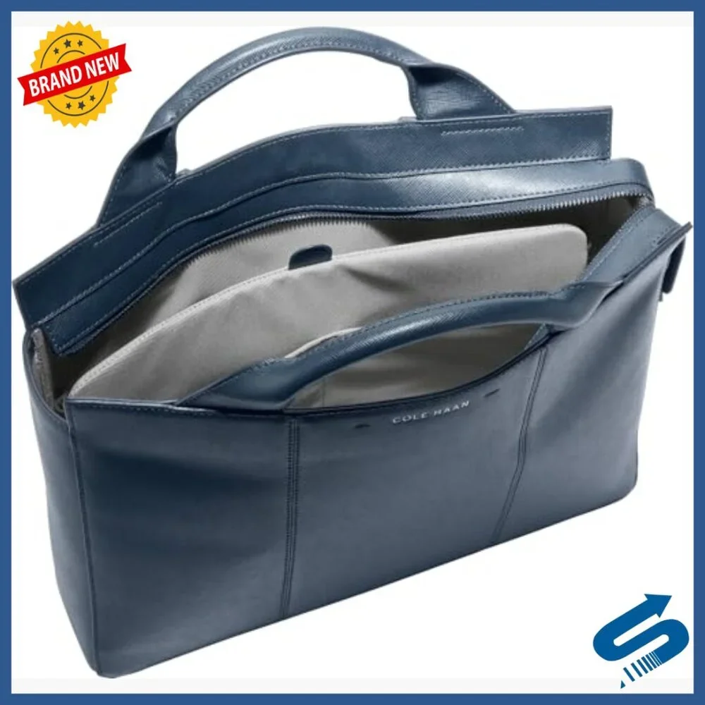 Leather Attache Case with Laptop Compartment, Adjustable Strap